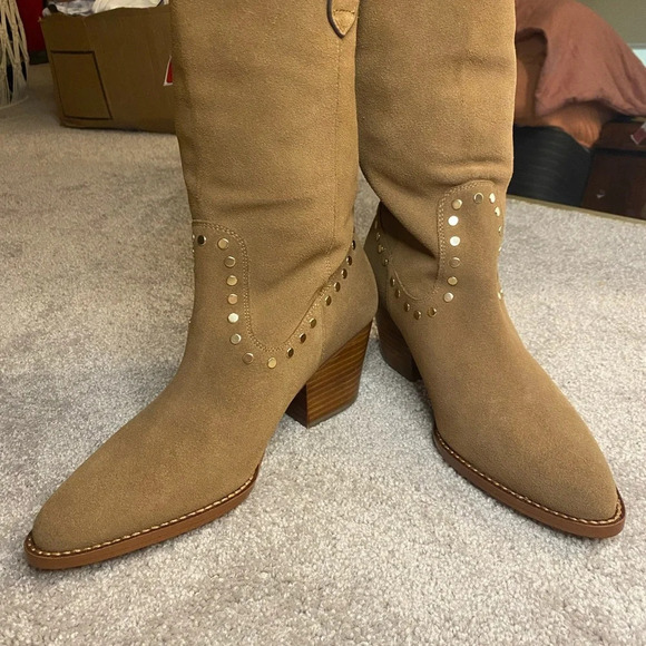 NWT Coach||Phoebe Western Cowgirl Suede Studded Pointed Toe Ankle Boots Size 7 - Picture 11 of 12